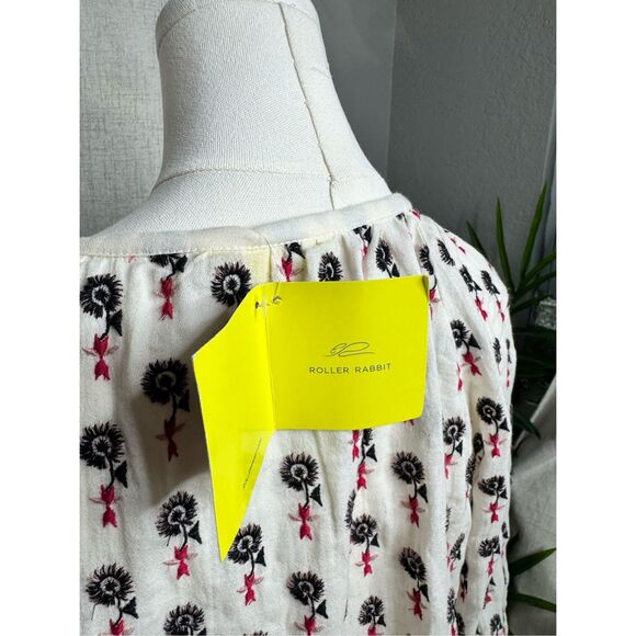 Roller Rabbit‎ 100% Cotton Embroidered Boho Top Shirt Blouse Medium NWT - Picture 4 of 6